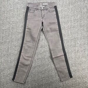 New York & Company Womens Gray Skinny Jeans Black Side Stripe Low Waist Size 0